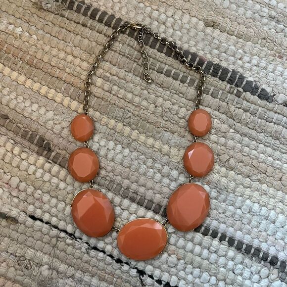 Orange Stone Gold Accent Statement Necklace - Picture 2 of 3